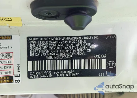 2018 Toyota C-Hr Xle Premium from USA, damaged, VIN NMTKHMBX5JR058928